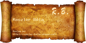 Reszler Béla névjegykártya